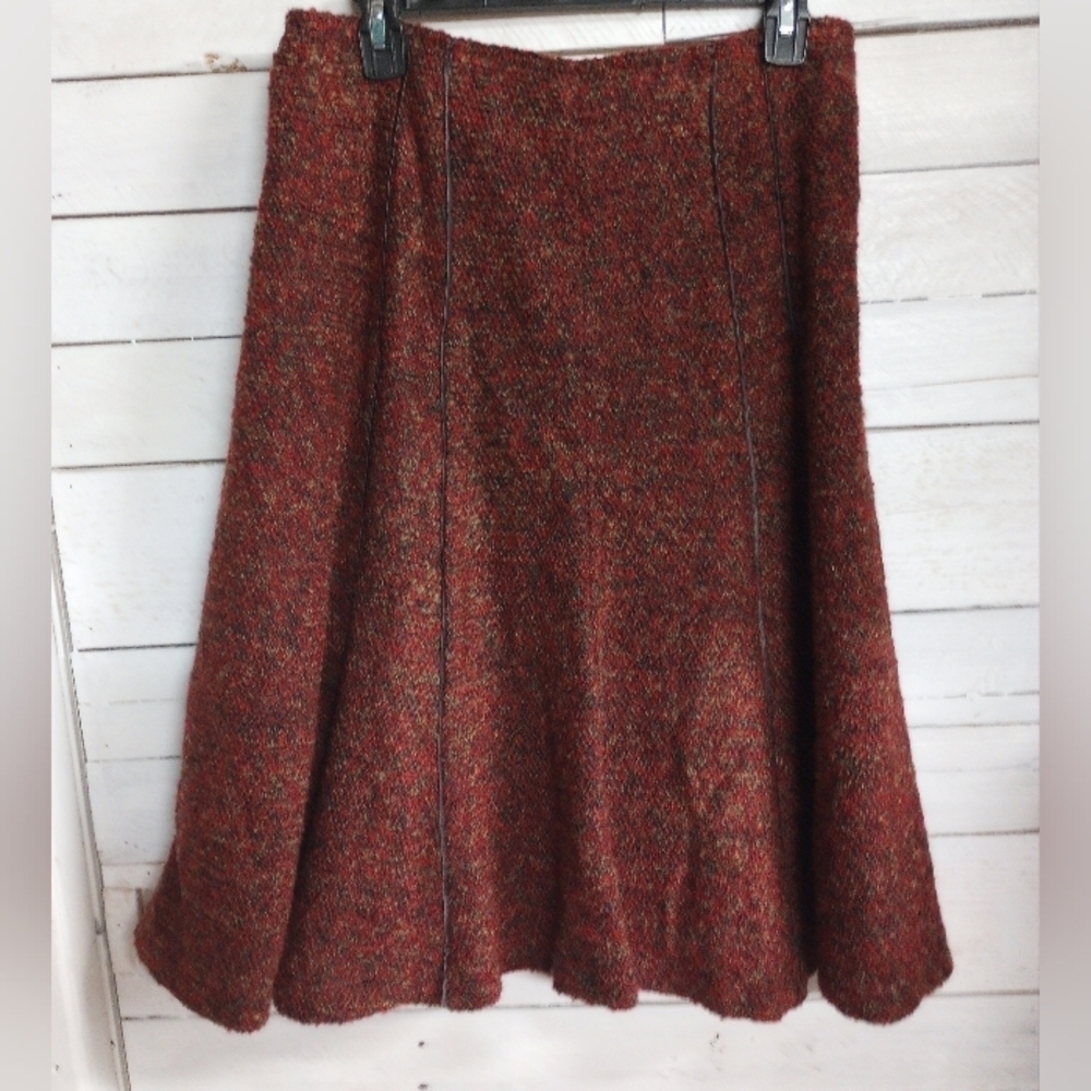 Coldwater Creek Womens Small Dark Rust Tweed ALine Knee Length Lined Skirt *